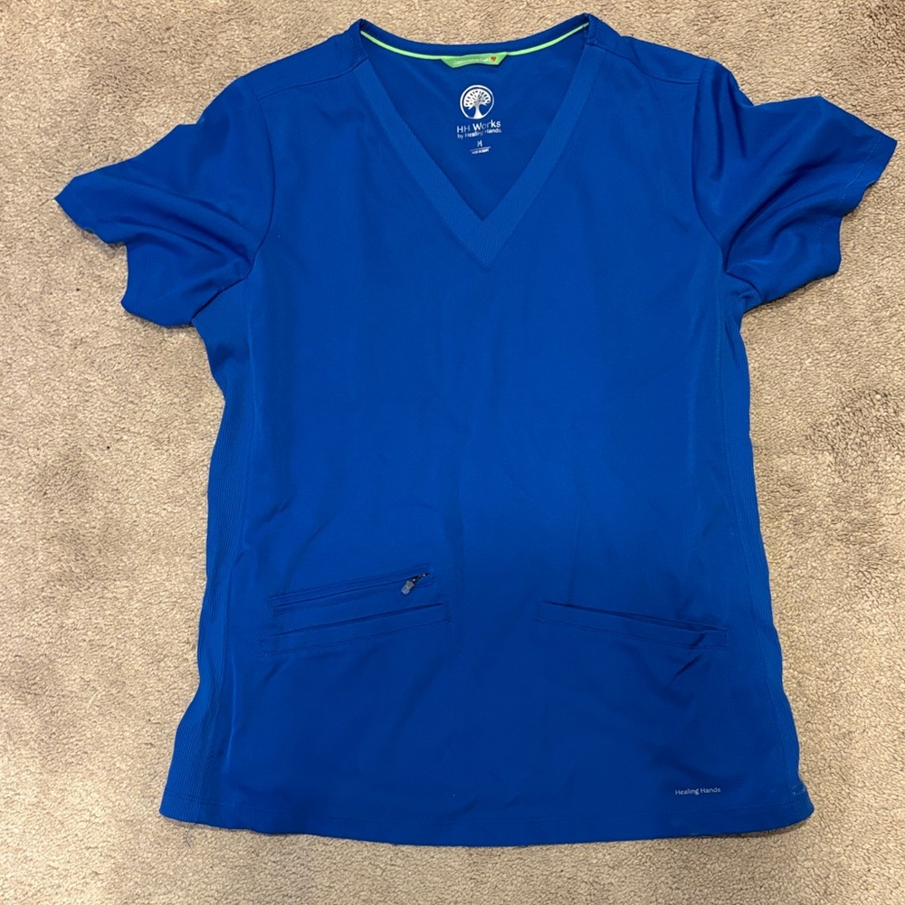 Healing Hands Royal Blue V-Neck Scrub Top